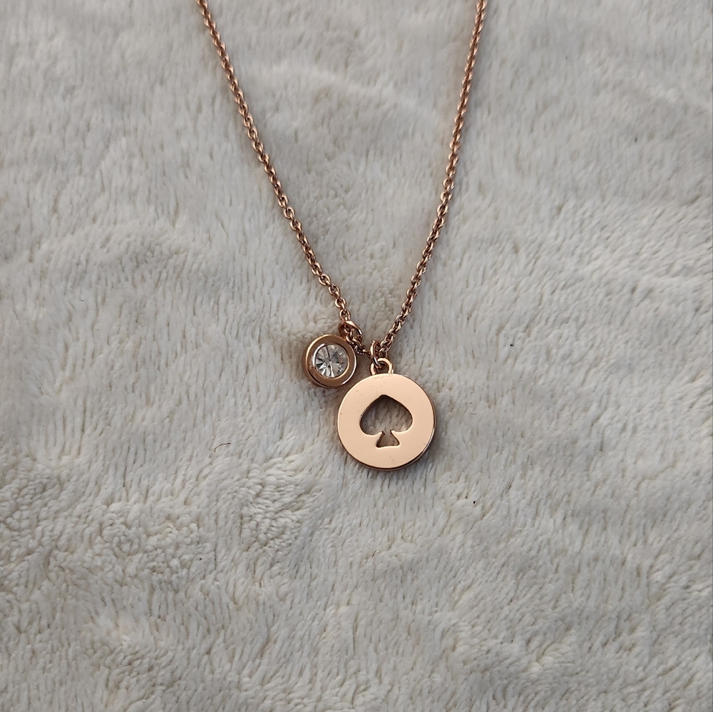 Kate Spade Rose Gold Pendant Spade Charm Adjustable Necklace Chain